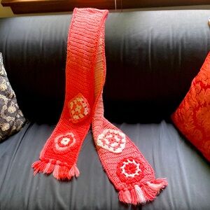 Hand knitted orange, scarf. Beautiful colors!